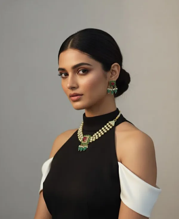 Green_Brass_Necklace_Set_For_Women